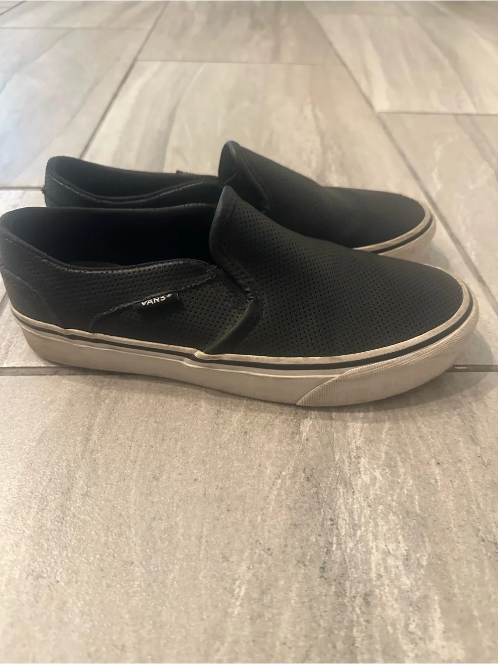 Vans Black Slip-On Perforated Athletic Shoes